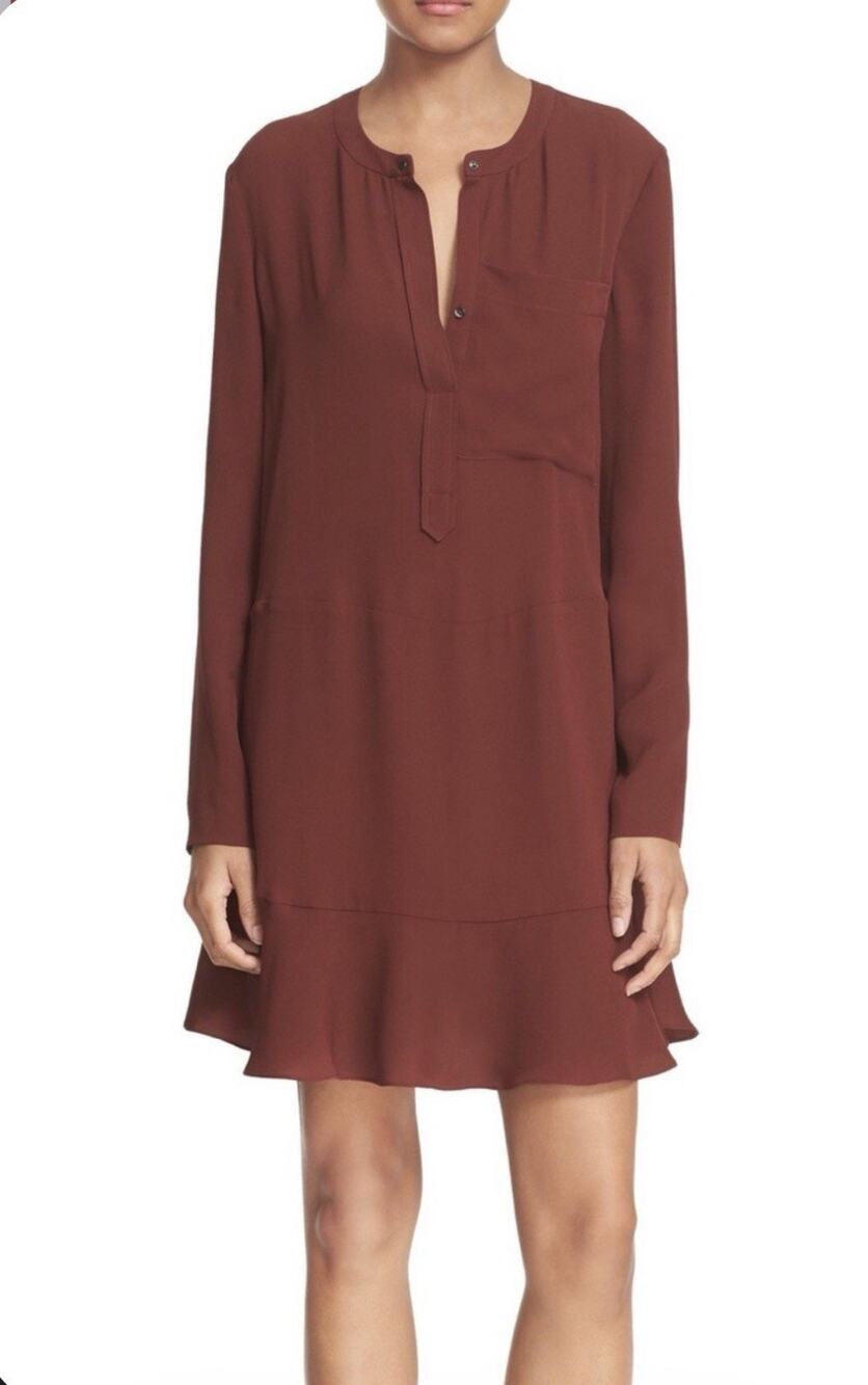 A.L.C. 'Montana' Silk Chiffon Dress Raisin Size 6